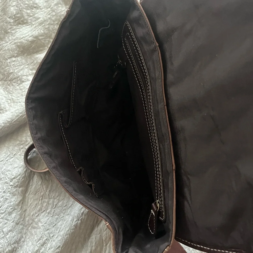 Eddie Bauer Unisex Brown Suede Leather Messenger Crossbody Bag